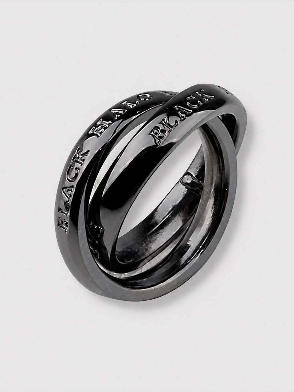 Laurel Berman Black Halo Eve Interlocking Rolling Ring Pendant Necklace Gunmetal